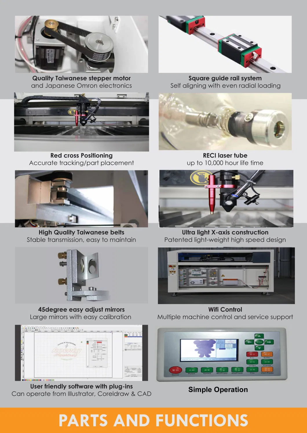 1390 CO2 Laser Cutter CNC Laser Engraving Cutting Machine for Wood Craft Acrylic Plywood Metal and Nonmetal Sheet with Reci Glass Tube and Ruida System